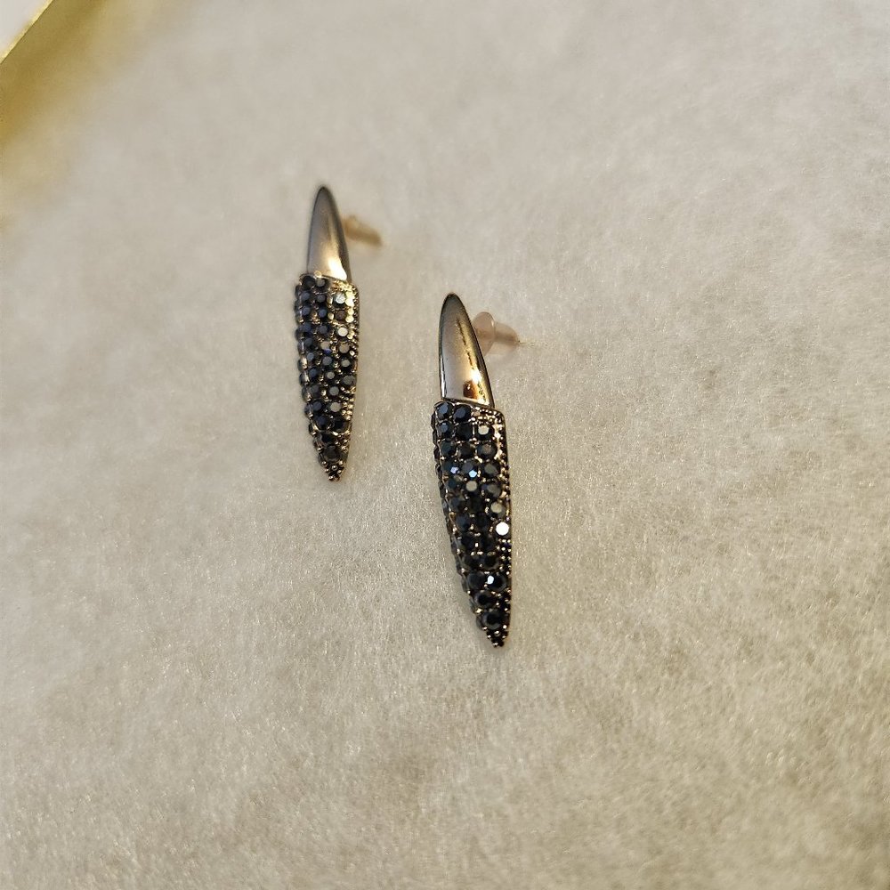 MARCASITE GOLD PLATED STUD DANGLER EARRINGS